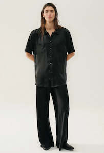 Silk Laundry: Silk Laundry Bias Cut Pants Black