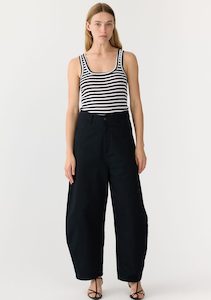 Bassike: Bassike Stripe Slim Rib Tank Black/White