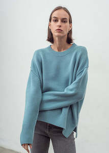 Aleger Cashmere: Aleger Cashmere Blend N331W  Pullover Sicily Blue