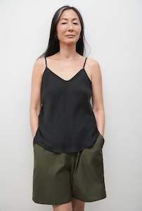 Silk Laundry: Silk Laundry Bias Cut Cami Black