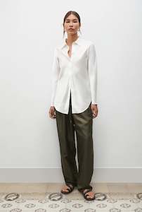 Silk Laundry: Silk Laundry Bias Cut Shirt White