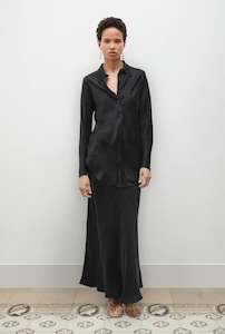 Silk Laundry: Silk Laundry Bias Shirt Black