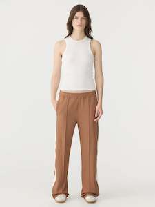 Bassike Twill Stripe Detail Pant Argan/White
