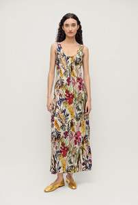 Silk Laundry Scoop Neck Dress Planktonic