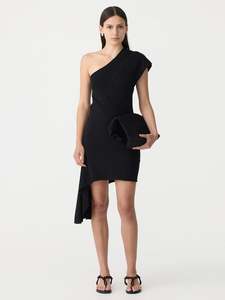 Sale: Bassike Mini Panelled One Shoulder Dress Black