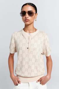 Karen Walker Monogram Knit Polo Sand Multi