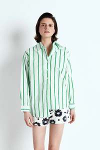 American Vintage: American Vintage L/S Shirt Neon Lagoon Stripes