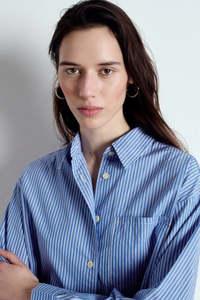 American Vintage: American Vintage L/S Shirt Aqua Stripes