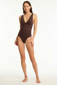 Sea Level Spliced One Piece Cocoa