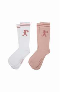Karen Walker Runaway Girl Socks 2pk Pink/White