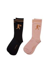 Karen Walker Runaway Girl Socks 2pk Black/Pink