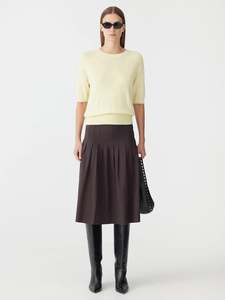 Bassike: Bassike Cashmere/Linen Raglan Knit Lemon/Tan