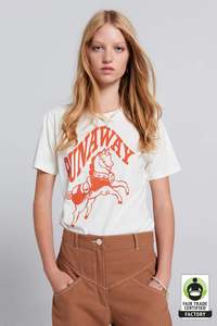 Karen Walker Runaway Carousel Organic Cotton Tshirt Ecru/Tangerine