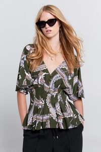 Karen Walker: Karen Walker Florence Top Olive Multi