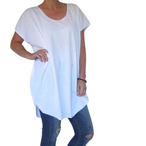 TWO DAUGHTERS - oversized round neck organic cotton circular tshirt - white