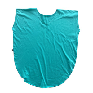 TWO DAUGHTERS - oversized reversible v neck cotton circular tshirt - aquamarine