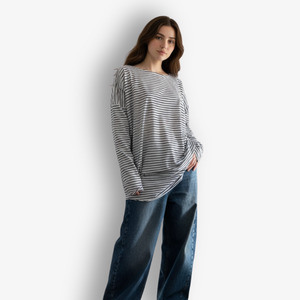 TWO DAUGHTERS REVERSIBLE LS CIRCULAR TSHIRT STRIPE