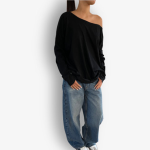 TWO DAUGHTERS REVERSIBLE LS CIRCULAR TSHIRT BLACK