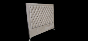 Products: Ancona Buttoned King Headboard - STONE Grey Velvet