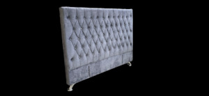 Products: Dahlia Buttoned Headboard  dark Grey Velvet - California King