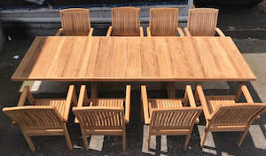 Outdoor Furniture: TEAK WOODEN TABLE AND 8 CHAIRS (TARZAN SET)