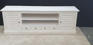 Console Hall Tables: Entertainment/ TV Unit - White Distressed