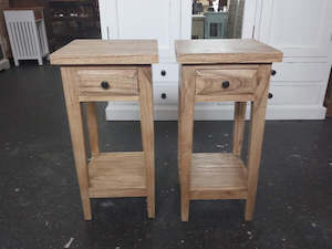 Bedside Cabinet: Bedside Table (Set) - Plantation Mindi wood