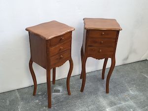 Bedside Cabinet: Bedside Table Square (Set) - Teak Wood