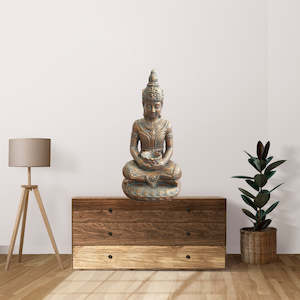 Statues: Meditating Buddha Statue - Oxidized Copper Colour