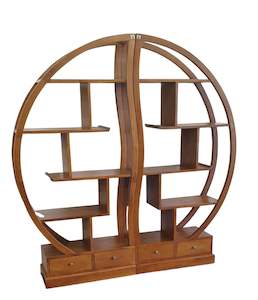 Dining: Circular Display Unit - Teak Wood - Natural Waxed Finish