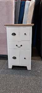 Bedside/Lamp Table - Mindi Wood - Five Drawer - White Distressed Carolina