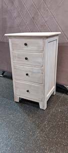 Bedside/Lamp Table - Mindi Wood - Four Drawer - White Wash Finish