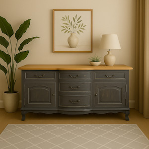 Living Zone: Buffet Cabinet Black wash / Side Table - Mindi Wood