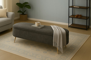 Living Zone: LONG OTTOMAN / STORAGE - Dark Grey Fabric