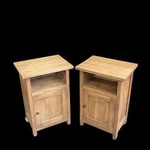 Bedside Cabinet Pair - Mindi Wood - Natural Finish