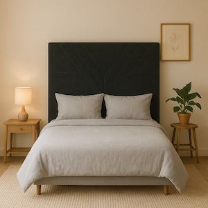 Lily Headboard - King Single Size - Black Fabric