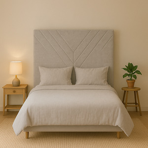 Lily Headboard - King Single Size - Light Grey Fabric