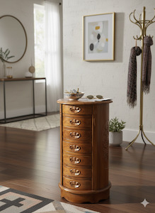 Living Zone: Handcrafted Wooden Carved Stool – Elegant Storage & Style
