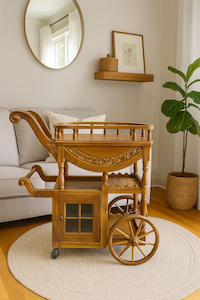 Outdoor Furniture: Vintage Wooden Cart Bar Cabinet 1