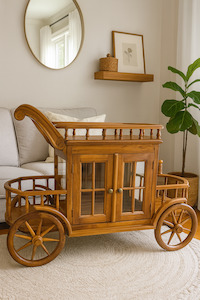Vintage Wooden Cart Bar Cabinet