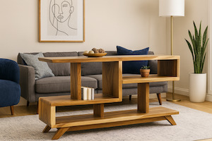 Modern Wooden Console Table – Z Frame Design - Suar Wood
