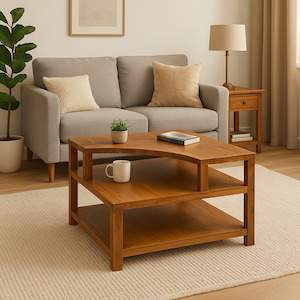 Console Hall Tables: Coffee Table - Wax Finish - Mindi Wood - Floor Model (Clearance Price)