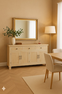 Buffets Side Tables: Natural Wood Buffet/Side Table - White Wash Finish