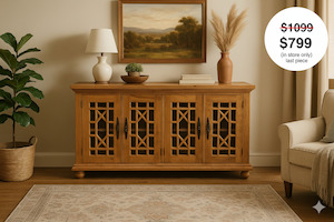 Buffets Side Tables: Buffet Cabinet - Mindi Wood - Natural Waxed Finish - 160cms