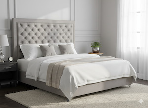 Headboards: Ancona Buttoned California King Headboard - Light Grey Velvet
