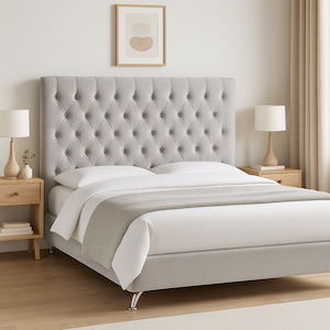 Dahlia  Queen Headboard - Light Grey Velvet