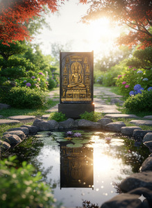Grand Golden Buddha Wall Panel