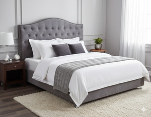 Nero Buttoned Headboard - King Size - Dark Grey Warwick Fabric - NEW ARRIVAL