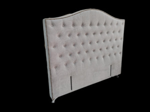 Nero Buttoned Headboard - Queen Size - Light Grey Warwick Fabric - NEW ARRIVAL