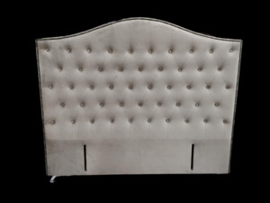 Nero Buttoned Headboard - Queen Size - Beige Velvet - NEW ARRIVAL